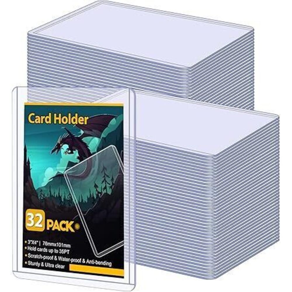 32 Count Card Sleeves Hard Plastic, 35Pt Card Holder, 3" X 4" Baseball Card